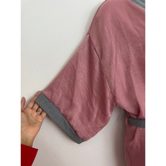 Cozy Rozy Mauve Pink Kimono Robe L NWT Lounge Wrap Made in USA - Picture 2 of 7